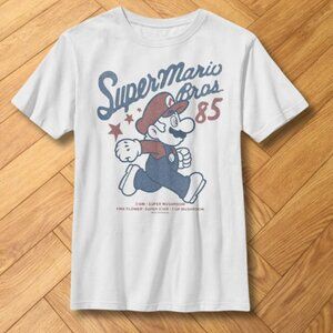 Super Mario Bros 85 Retro Style Graphic Tee White